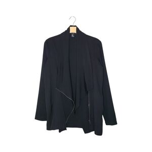 Forever 21 Black Waterfall Moto Zip Long Sleeve Blazer Jacket